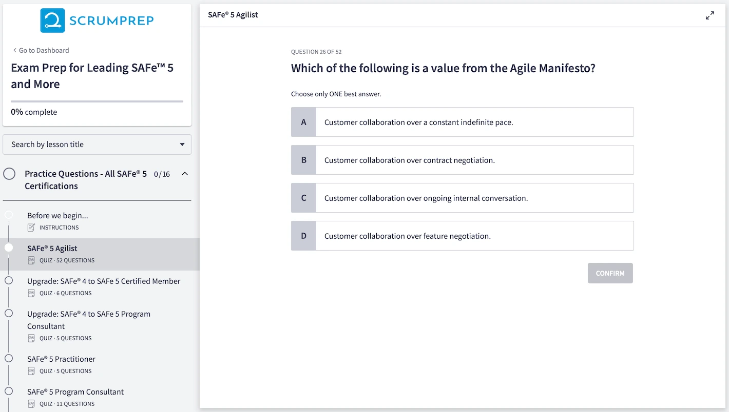 Leading SAFe™ 6 Exam Prep and more 4 SAFe (SA) Practice Test Screenshot 04