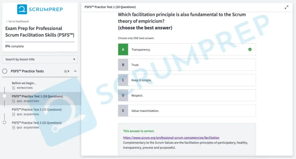 PSFS Practice Test Screenshot 06b