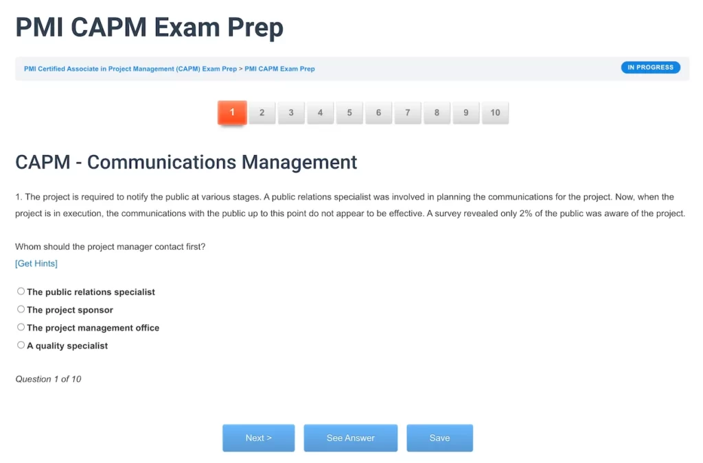 PMI CAPM Sample Q1