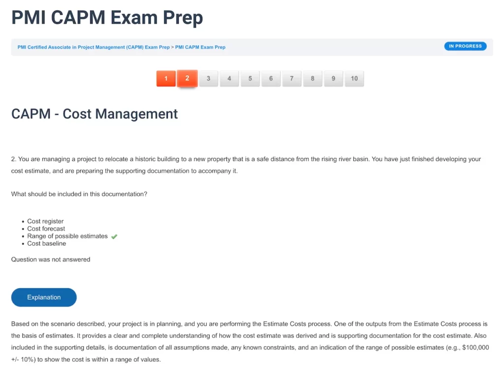 PMI CAPM Sample Q2 Answer