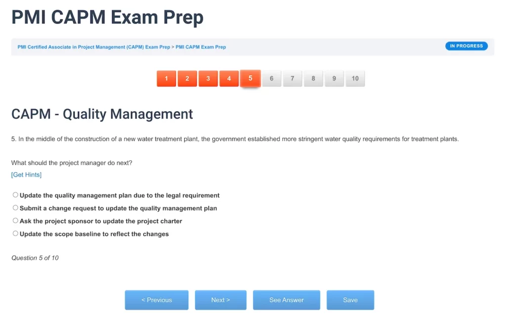 PMI CAPM Sample Q5