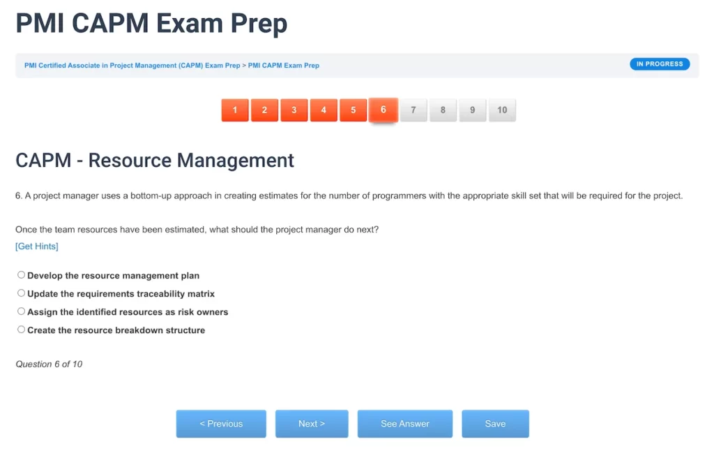 PMI CAPM Sample Q6