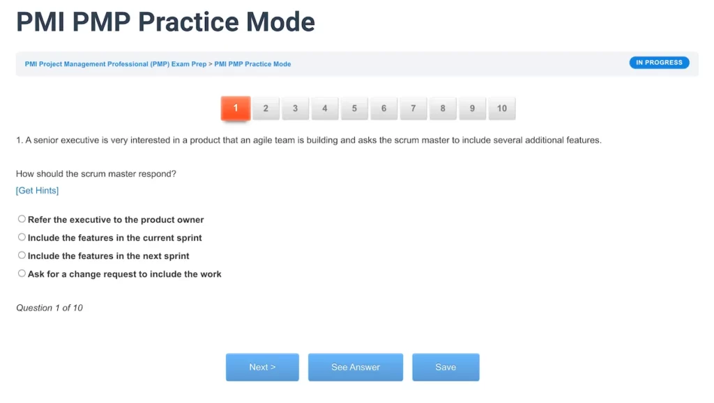 PMP Test Screenshot 1a