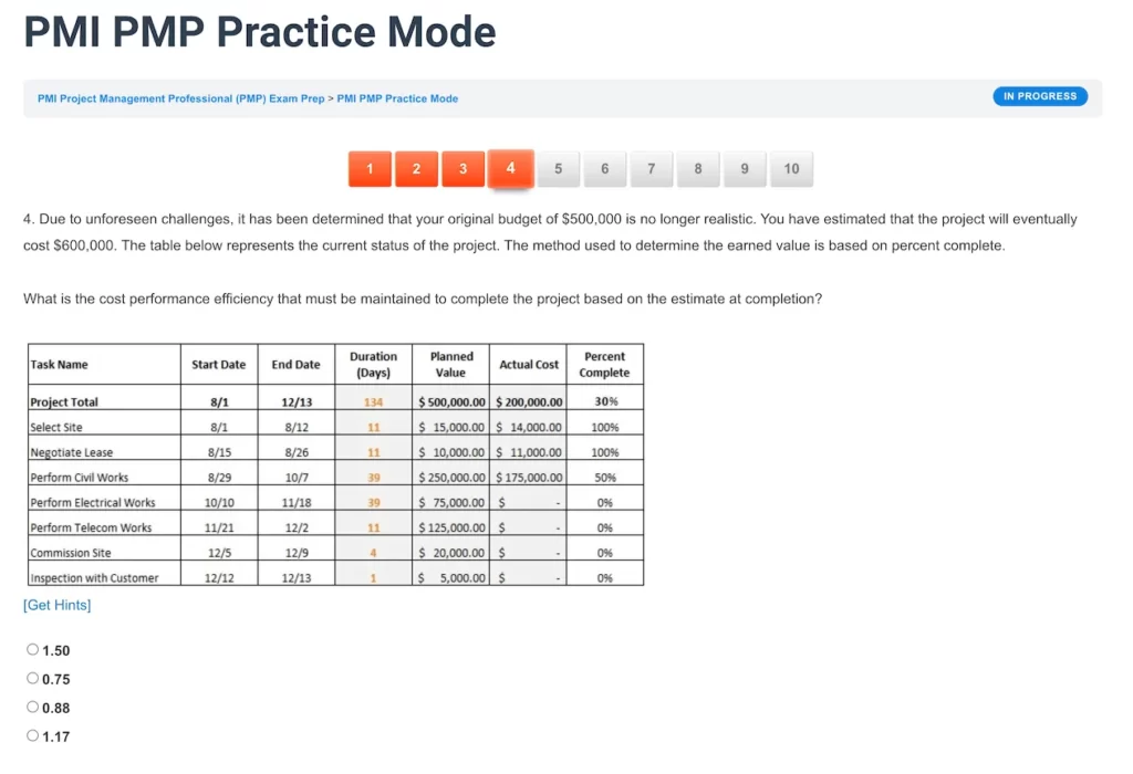 PMP Test Screenshot 3b